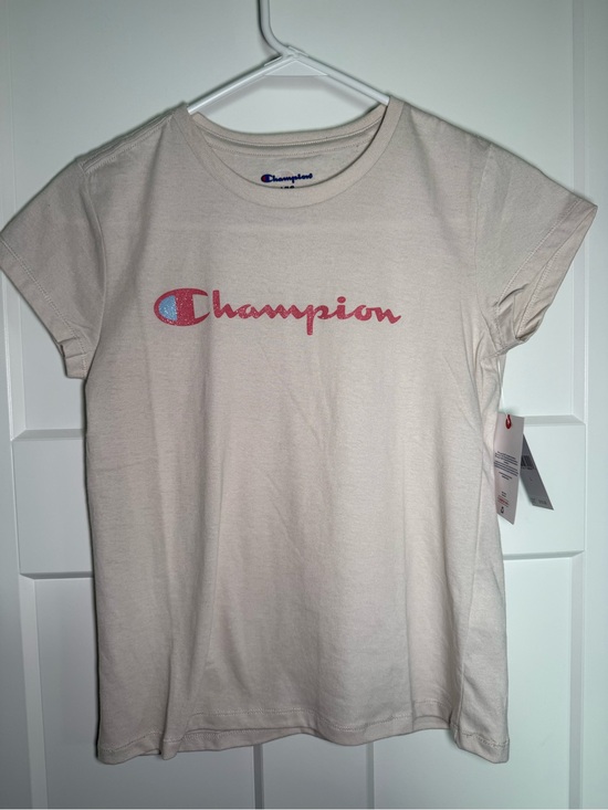 Champion Other - Champion Cream Tee with glitter Pink Logo